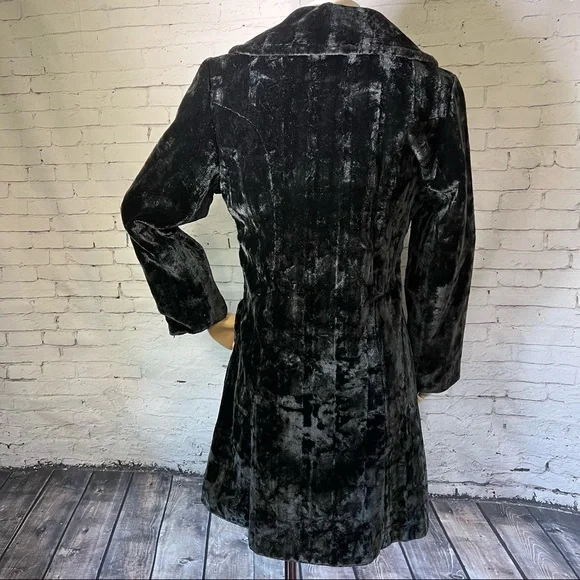 Antique Vintage Edwardian Victorian Black Velvet Opera Swing Coat Jacket - Picture 4 of 12
